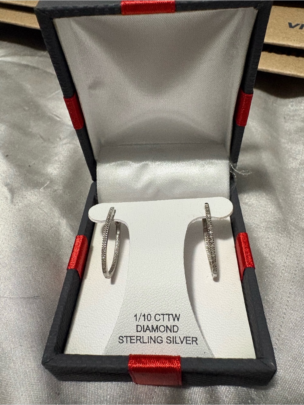 Sterling Silver Diamond Hoop Earrings - White